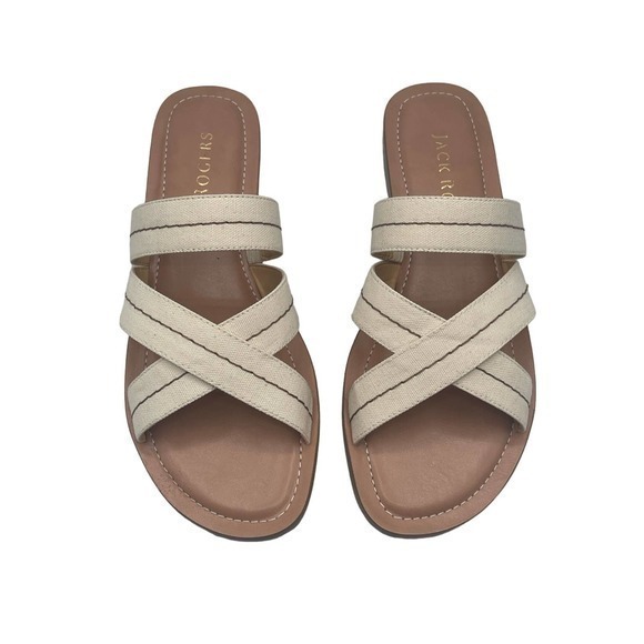 Jack‎ Rogers Ivory & Luggage Brown Sara Stitch Samdal - Picture 4 of 7